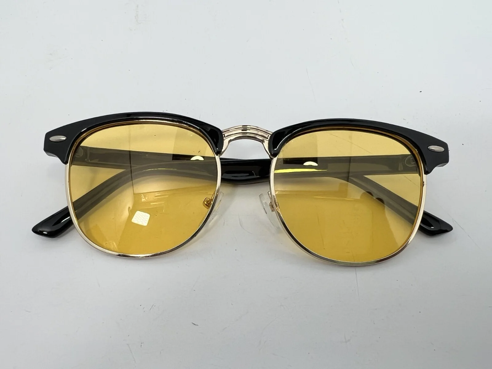 Yellow Lenses Half Horn Rim Glasses Outray