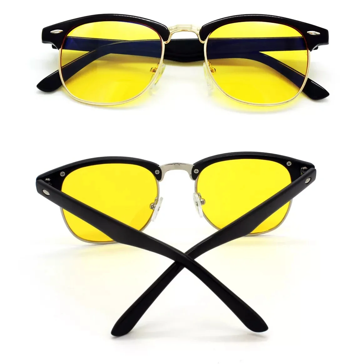 Yellow Lenses Half Horn Rim Glasses Outray 2